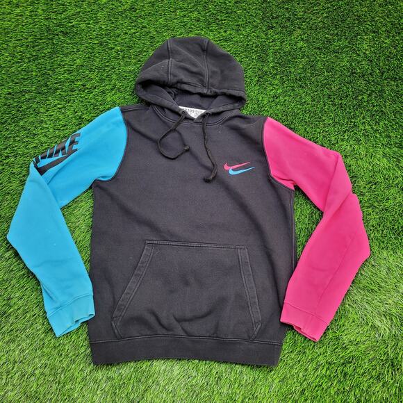 NIKE Swoosh Hoodie Womens Small 20x24 Black Spellout - Picture 1 of 15